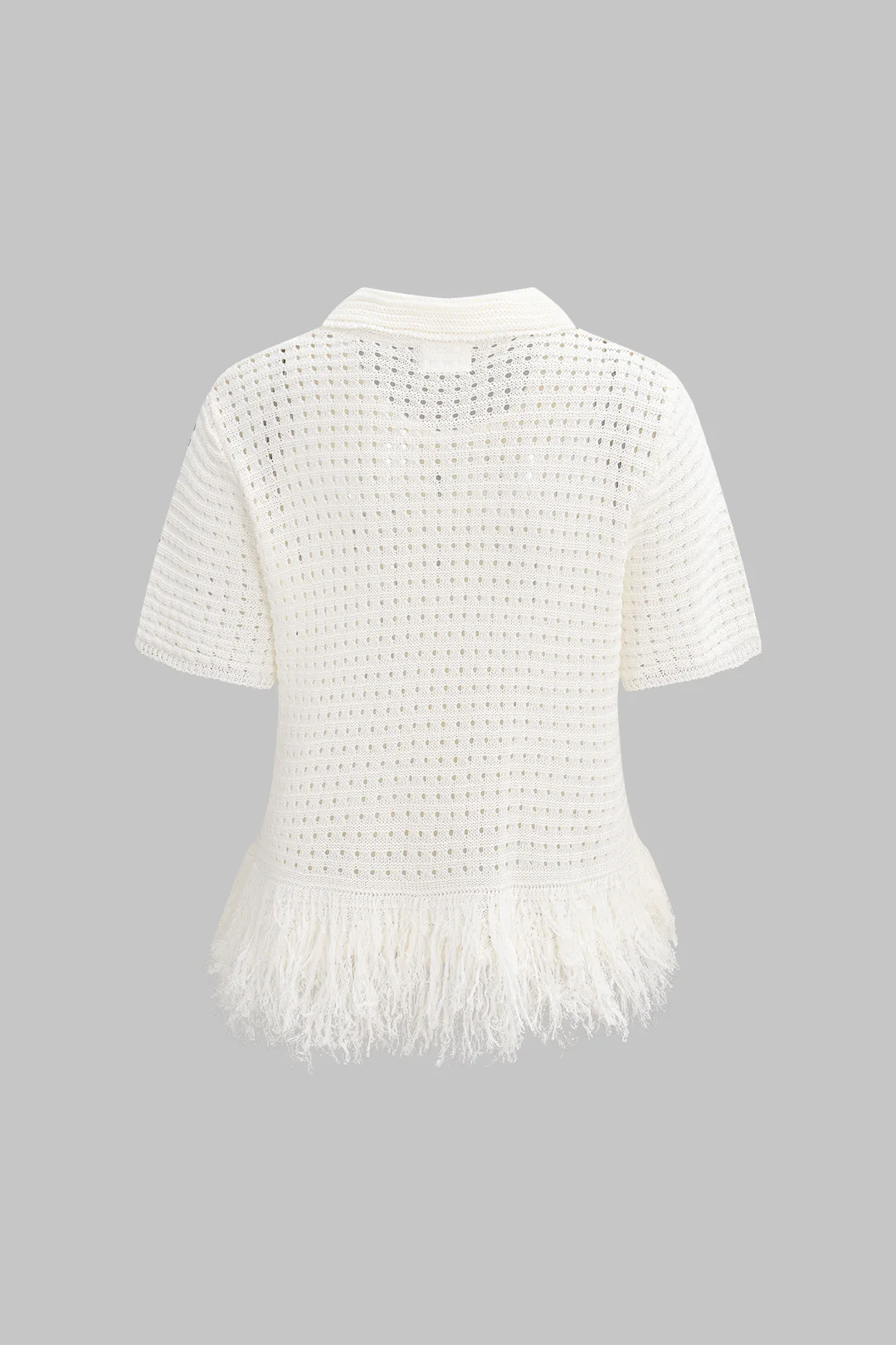 Knit Fringe Short-Sleeved Top