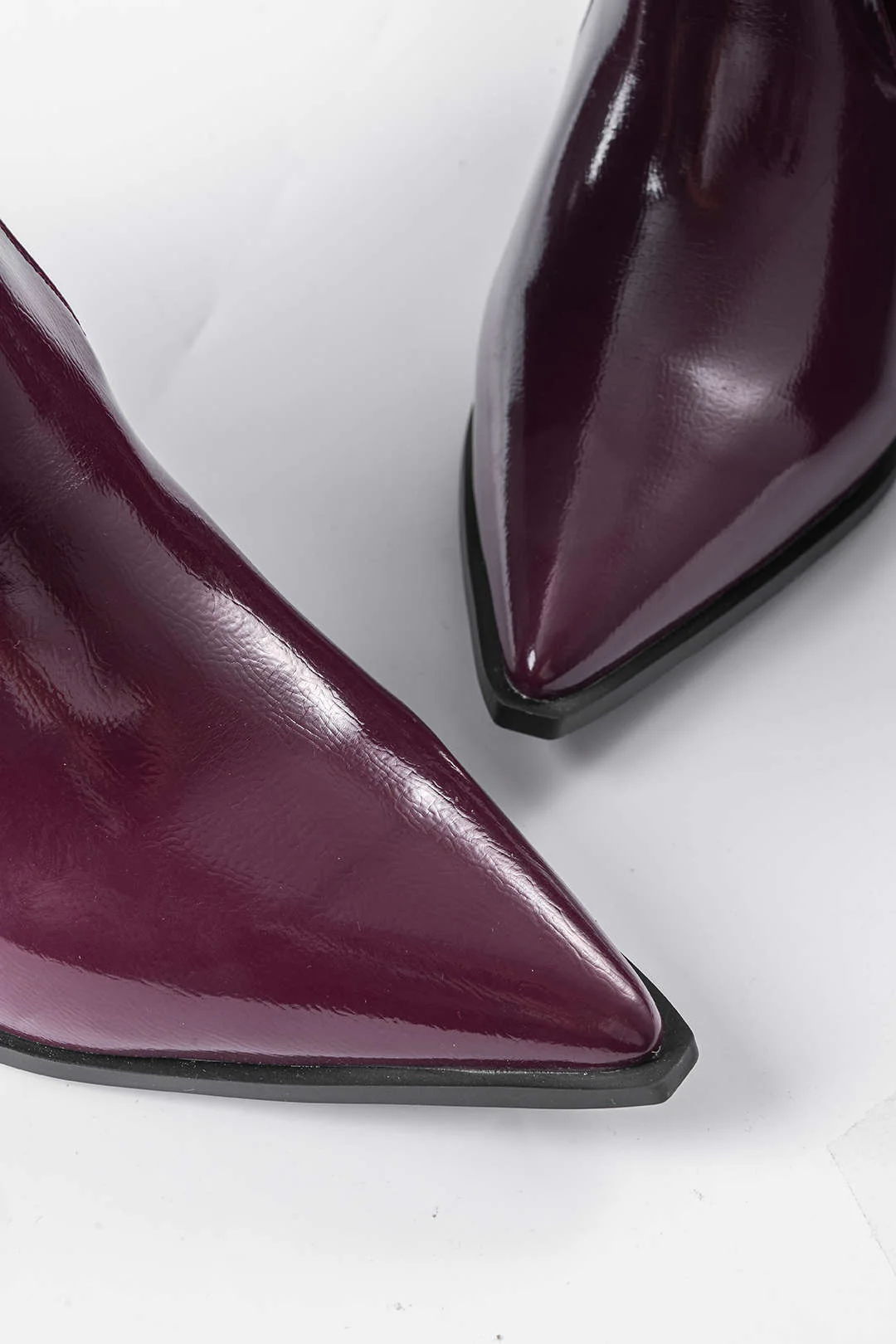 Faux Leather Ruched Pointed Toe Knee-High Boots