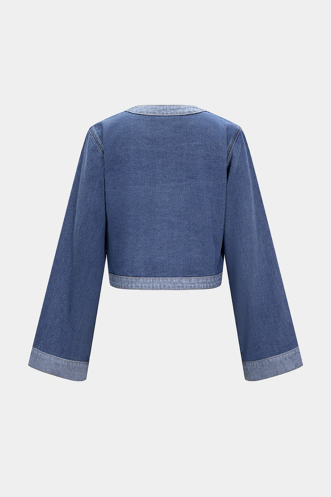 Denim Contrast Stitching Fake Pockets Patchwork Outerwear