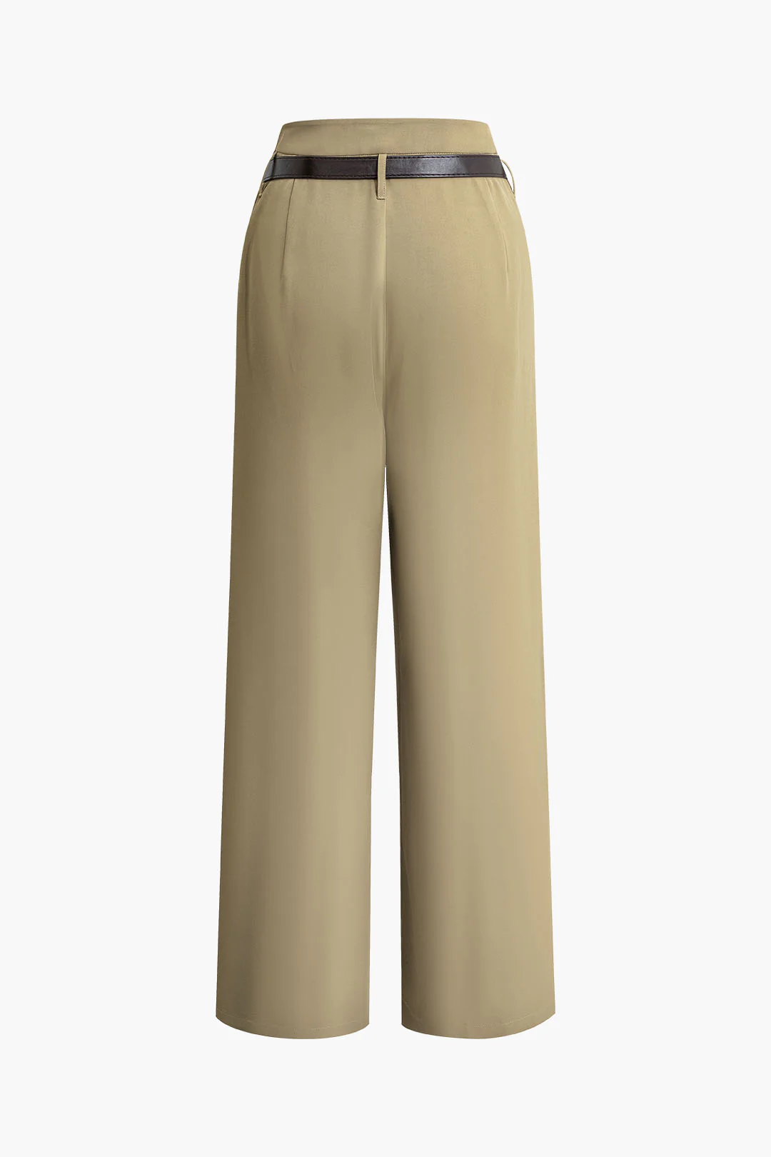 Ruched Wide-Leg Pants with Belt