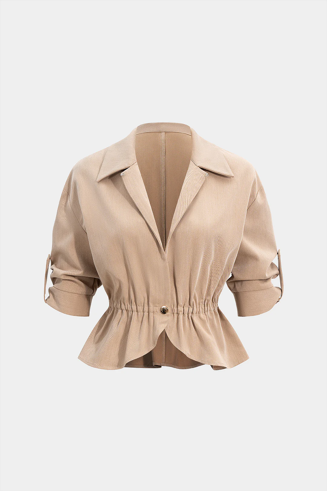 Buttoned Ruched Short-Sleeved Shirt