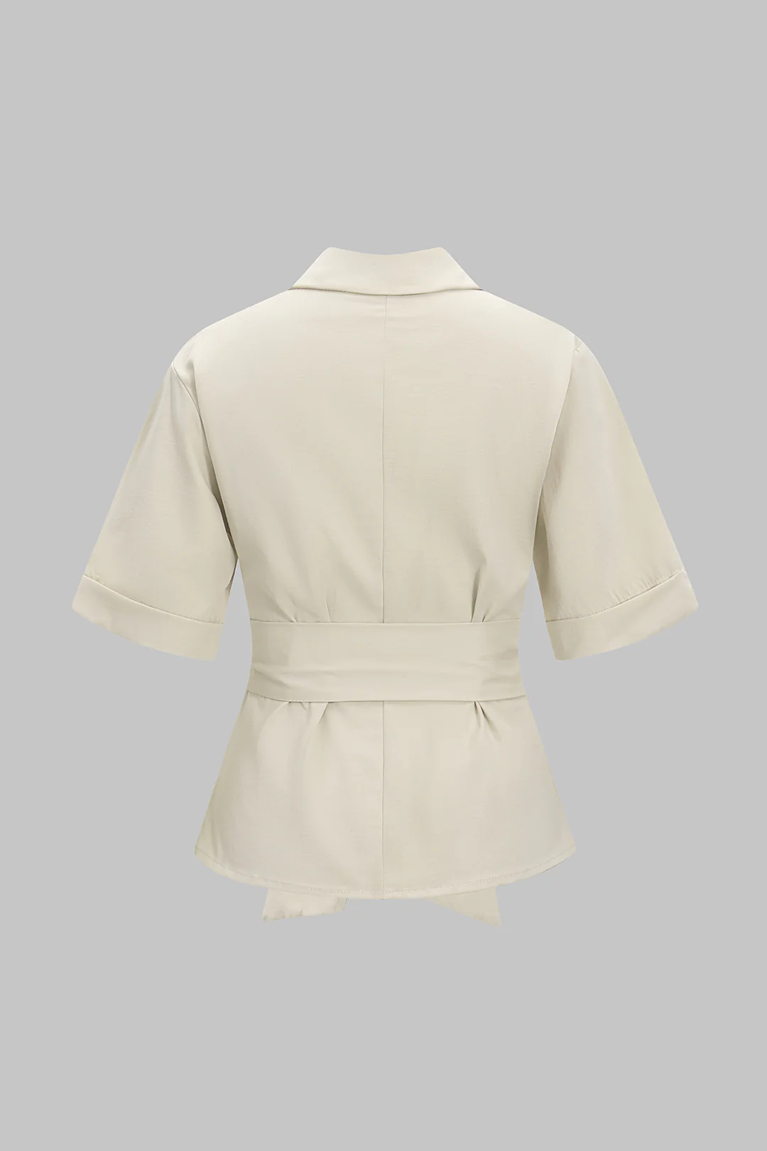 Button Belted Short-Sleeve Shirt