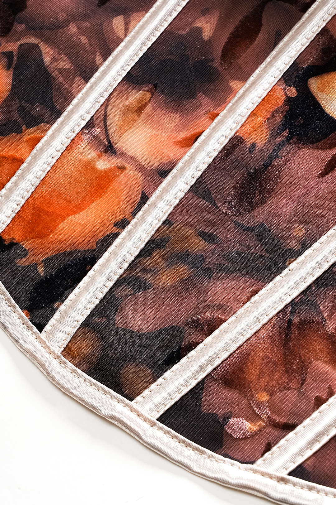 Jacquard Floral Pattern V-Neck Slip Bustier Tank Top