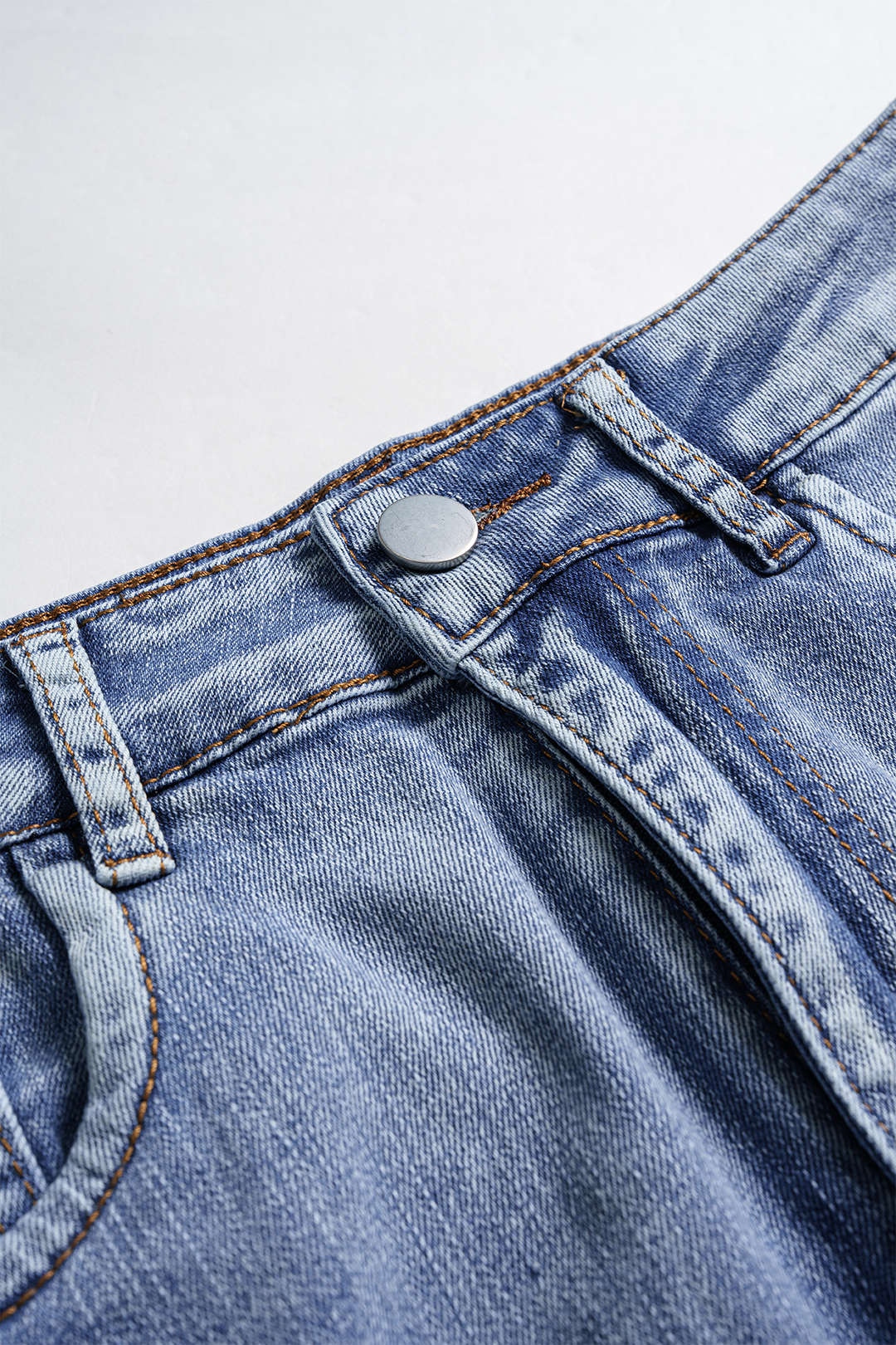 Denim Fringe Trim Mini Skirt