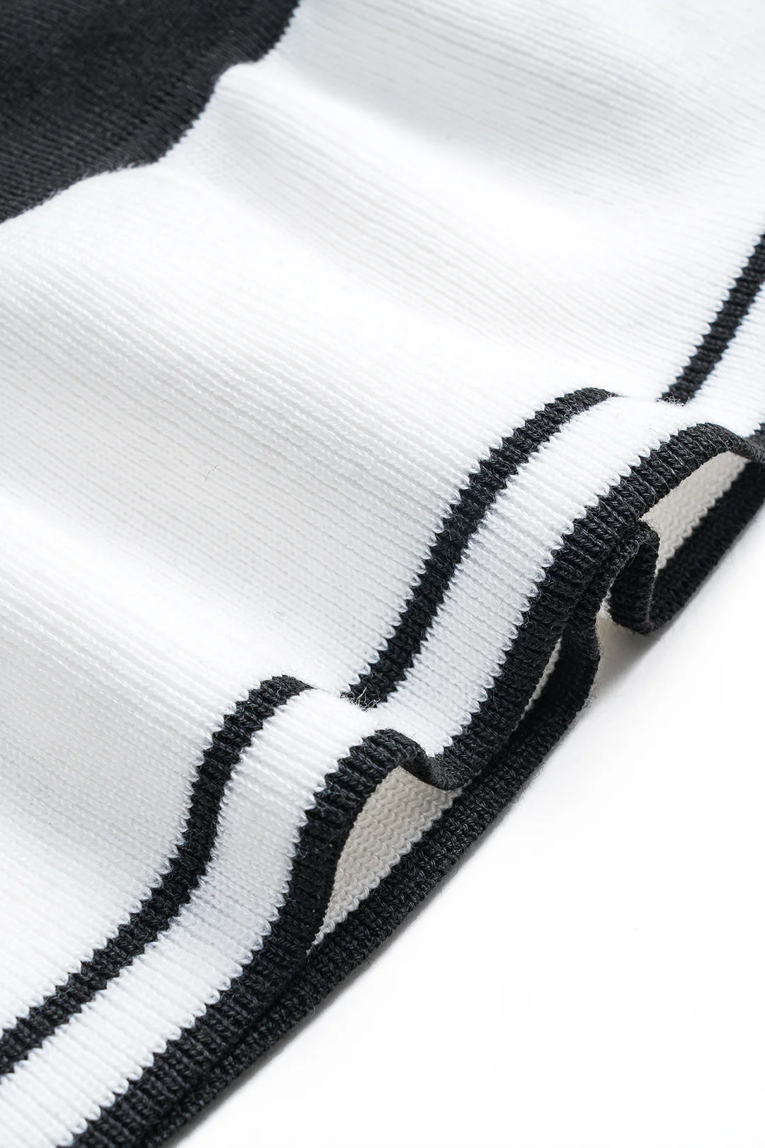 Contrasting Knit Ruffled Button Bell-Sleeve Dress