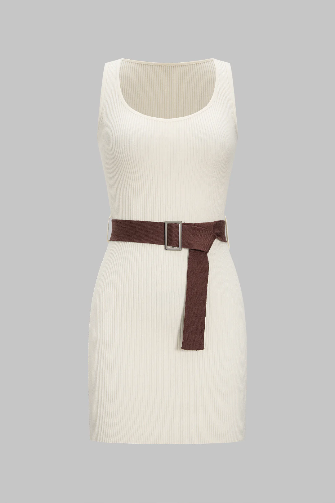 Knit Belted Sleeveless Tank Dress