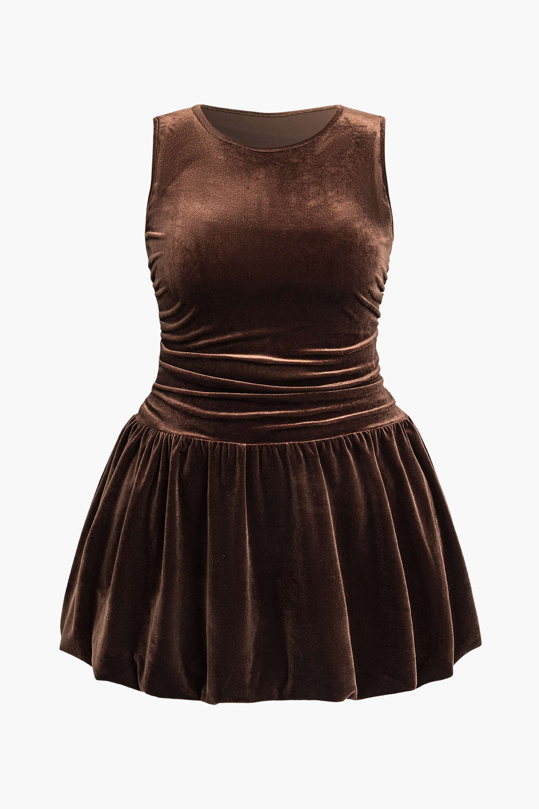 Plus Size Solid Knit Round Neck Ruffled Mini Dress