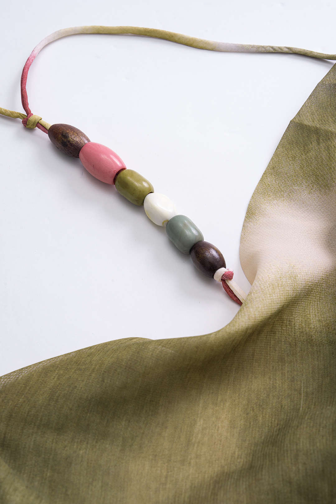 Tie Dye Ombre Print Satin Beaded Cowl Neck Maxi Slip Dress