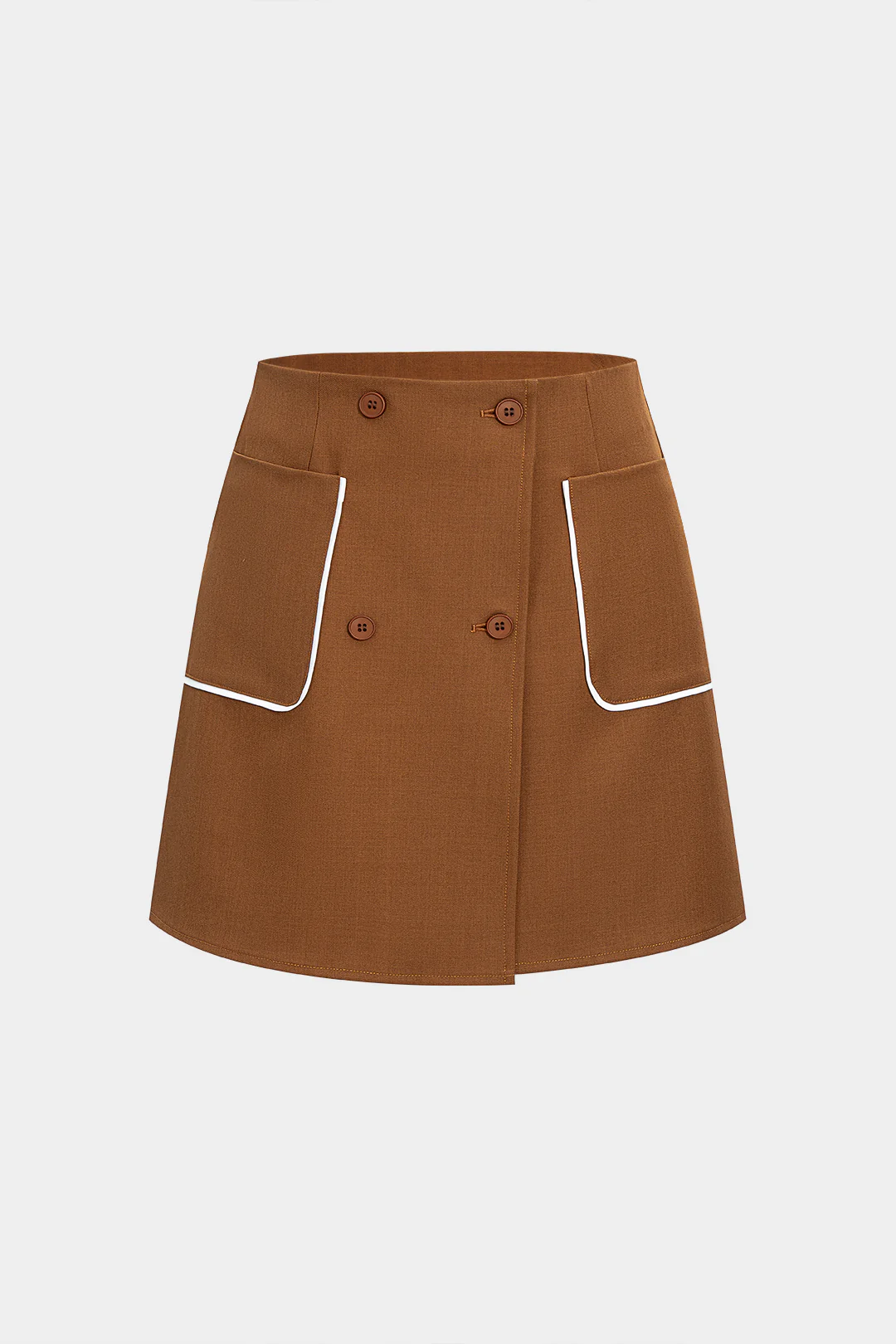 Contrast Button High Waist  Skirt