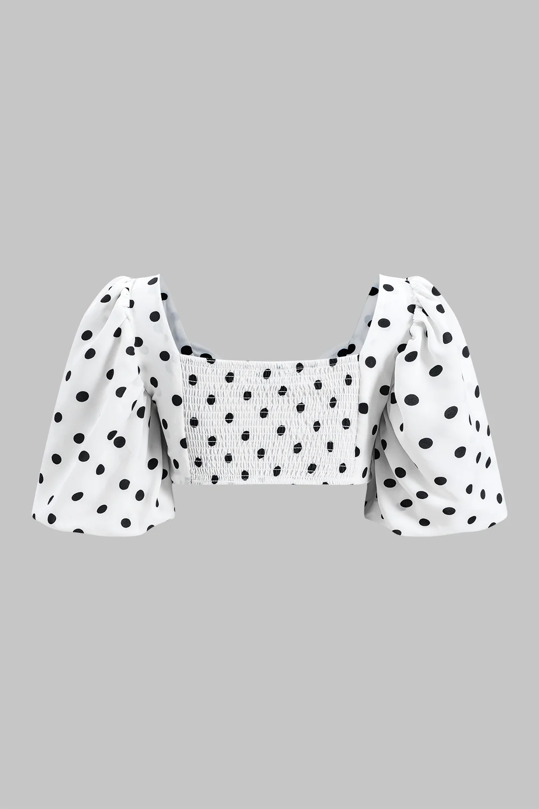 Polka Dots Print Ruched Top And Skirt Set