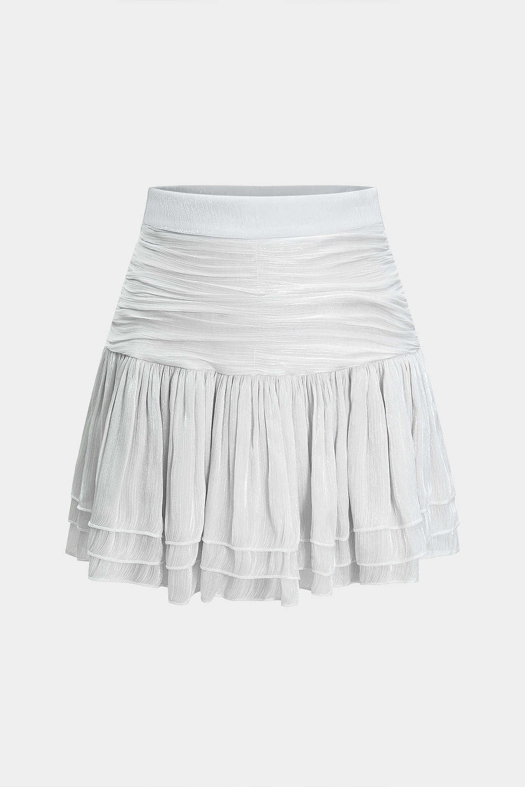 Bow Tie-Up Long-Sleeve Top And Ruched Mini Skirt Set