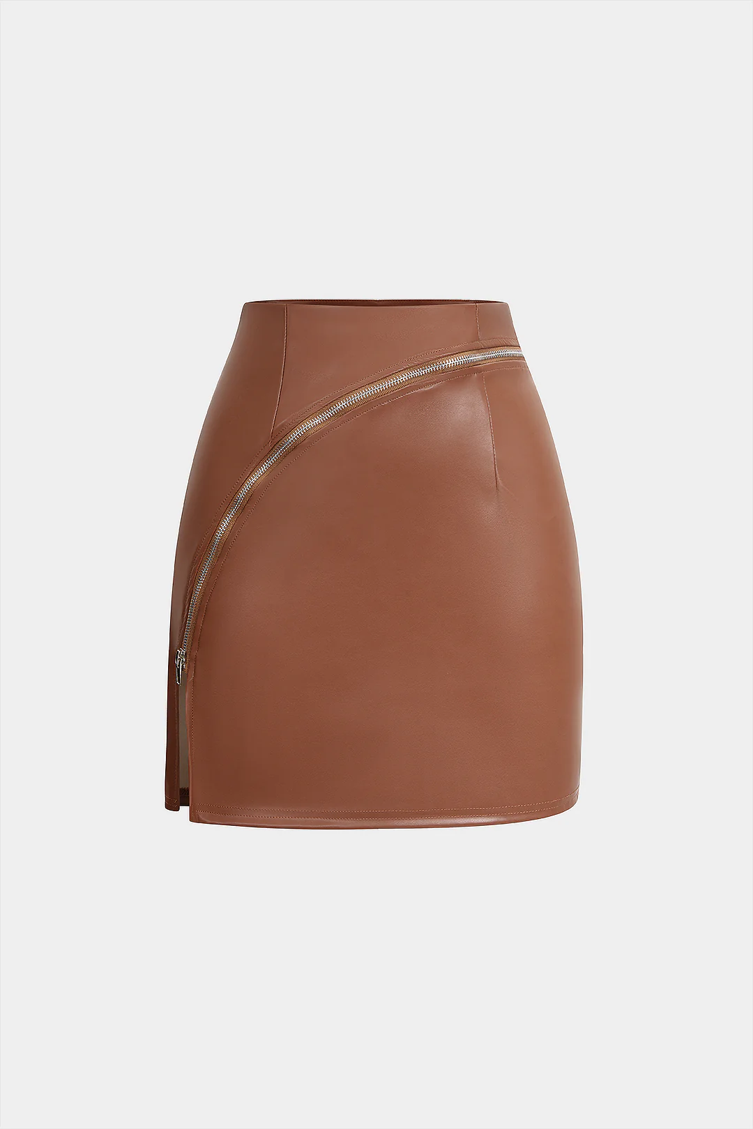 Faux Leather Zippered Skirt