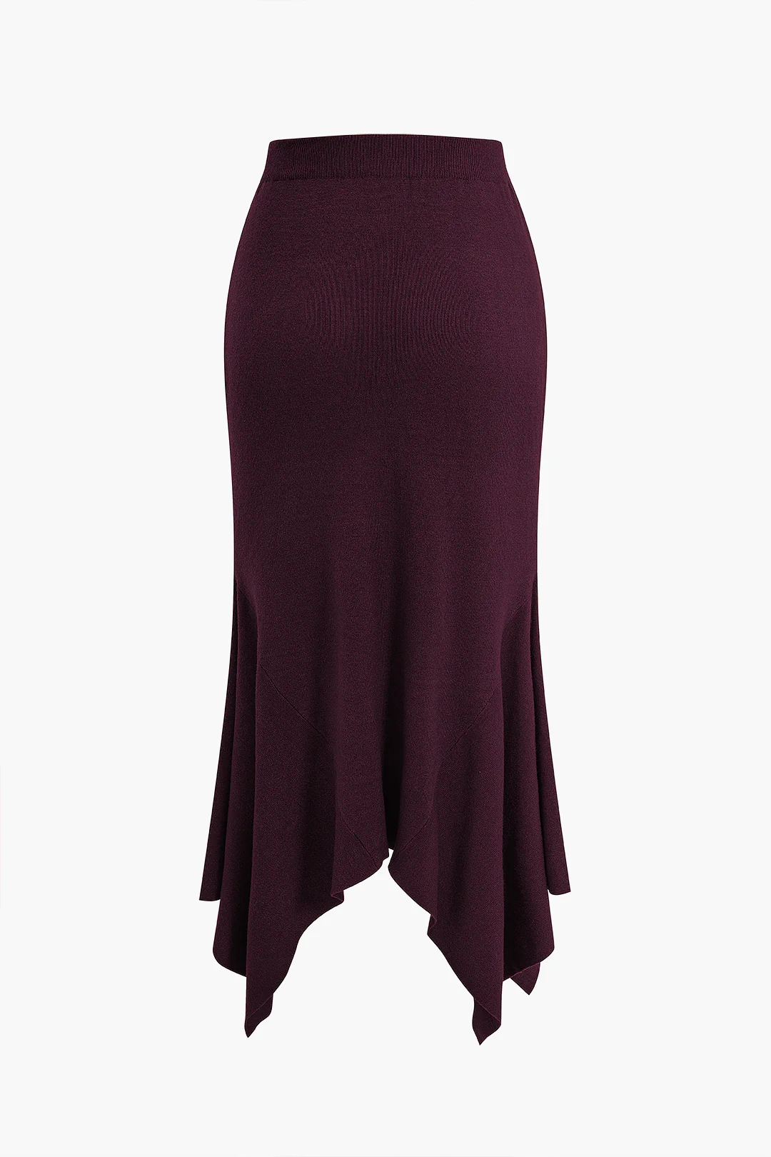 Solid Sweater Asymmetric Skirt