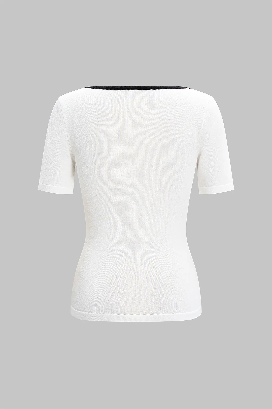 Contrast Metallic Button Short Sleeve T-Shirt