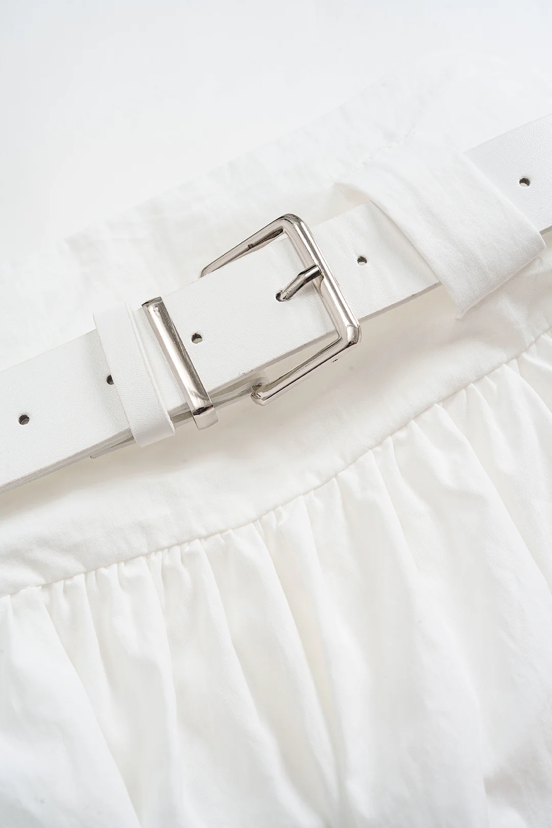 Belted Ruched Zipper Skirt