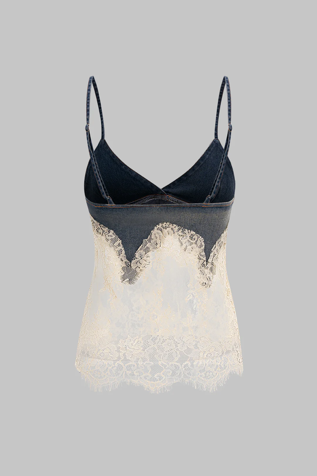 Denim Patchwork Slip Split Top Set