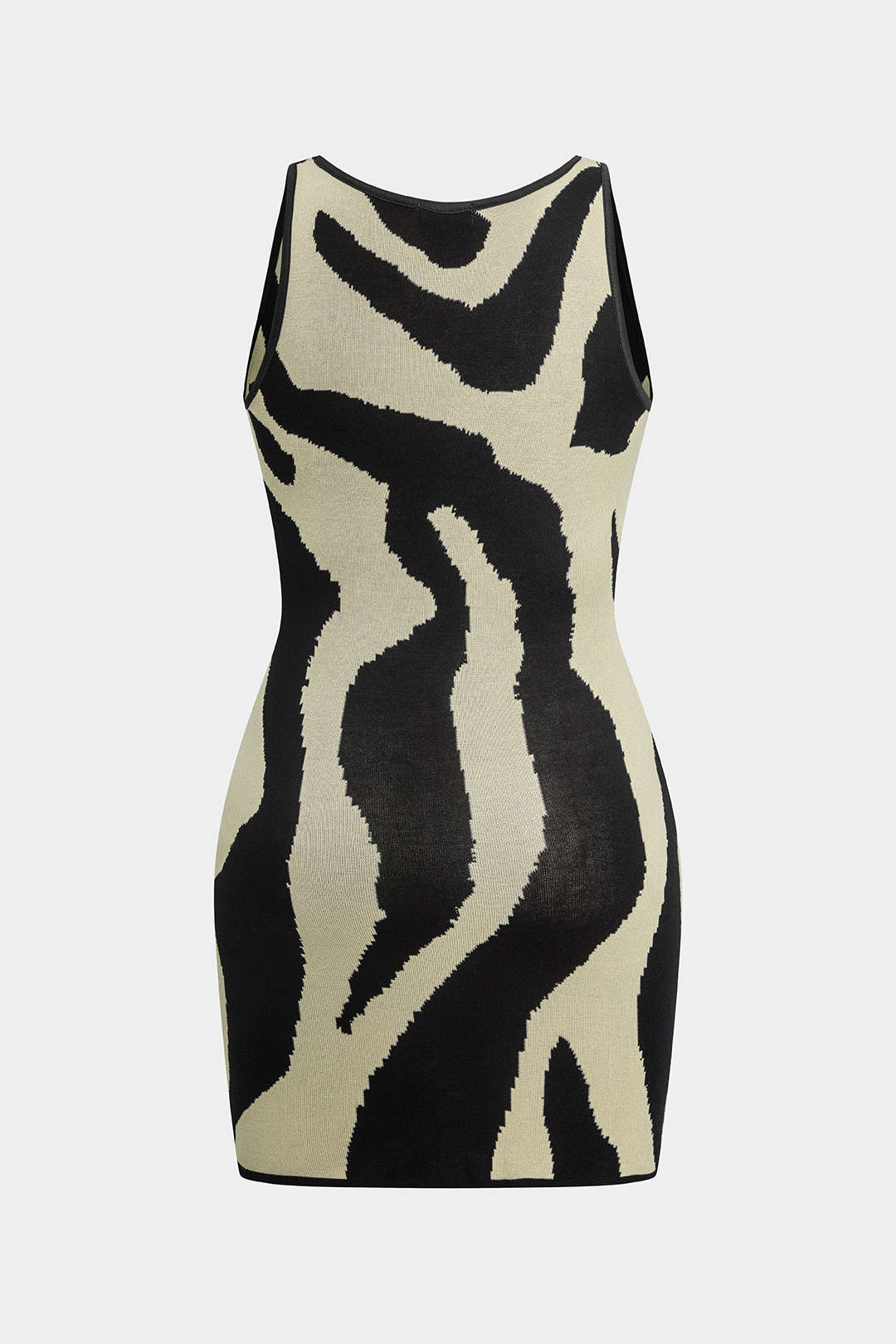Plus Size Zebra Print Sleeveless Knit Mini Dress