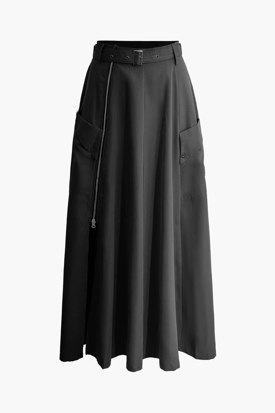 Solid Crop Tank Top and Zipper Pocket Ruched Skirt Combo