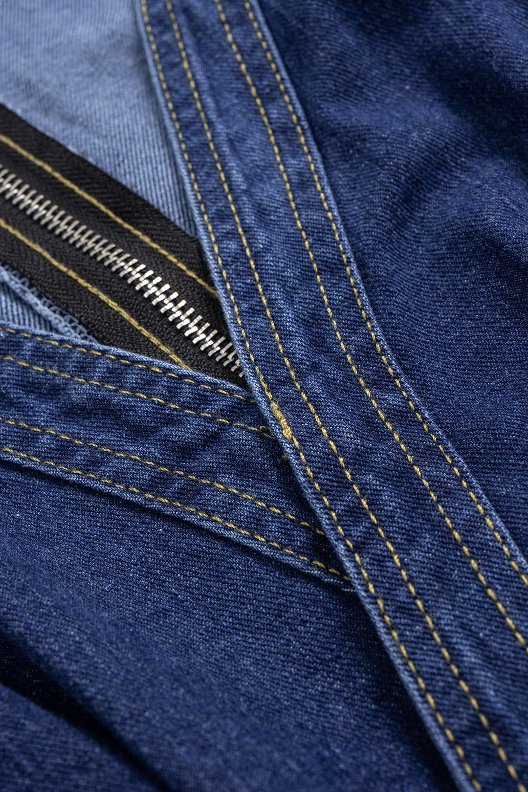 Denim V-Neck Zipper Sleeveless Jumpsuit