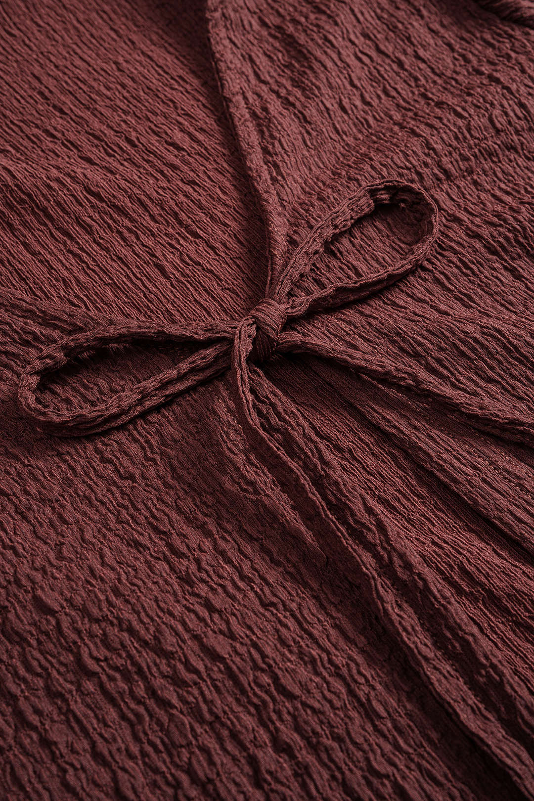 Tie-Up Ribbed Long-Sleeve Top And Shorts Set