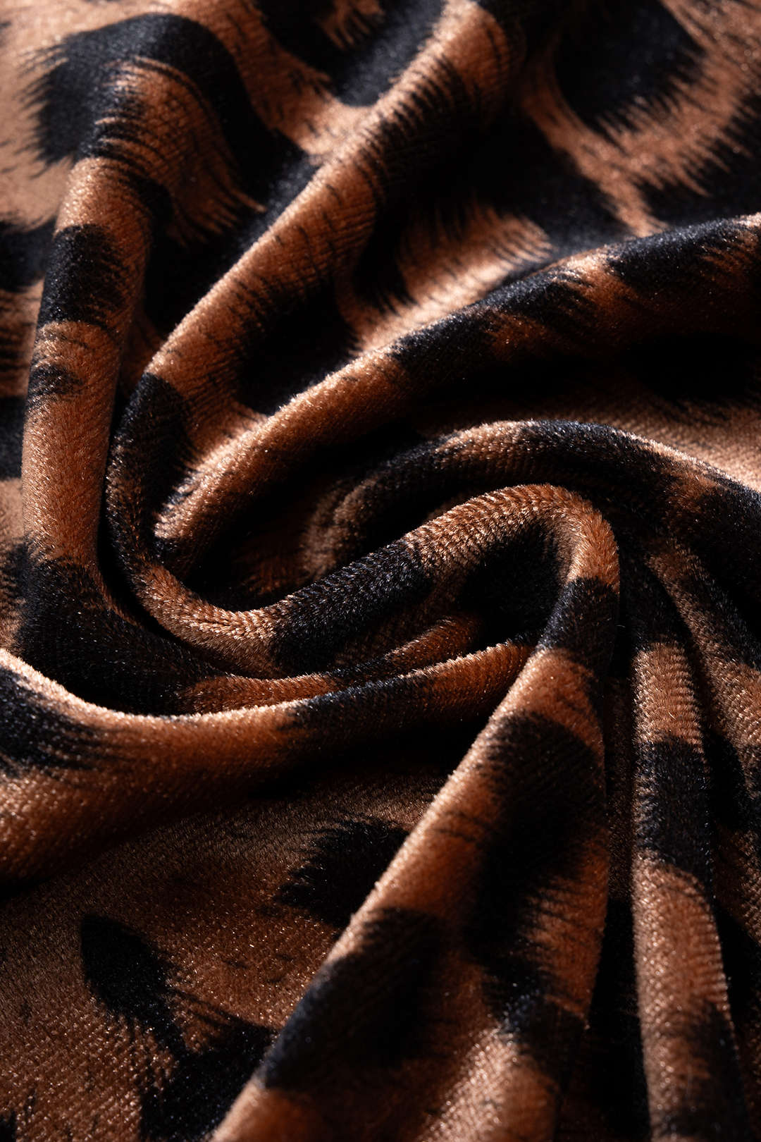 Leopard Print Metallic Decor Round Neck Zipper Short-Sleeve Maxi Dress