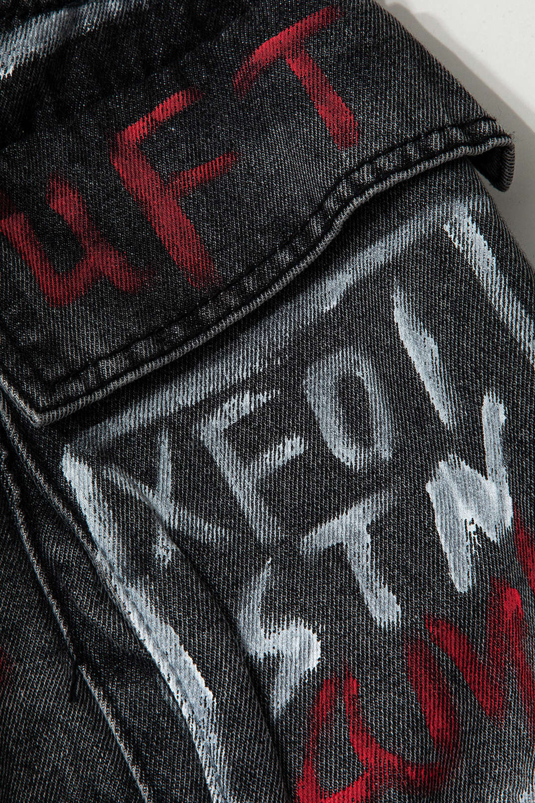 Graffiti Flap Pocket Mini Denim Skirt