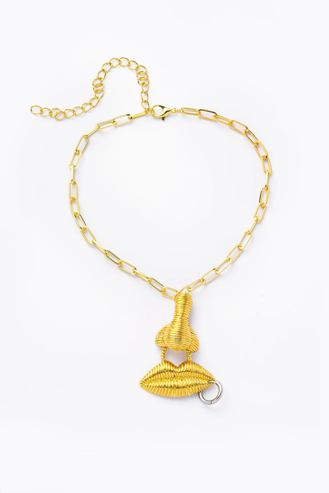 Metal Bead Nose Lip Shape Chain Necklace