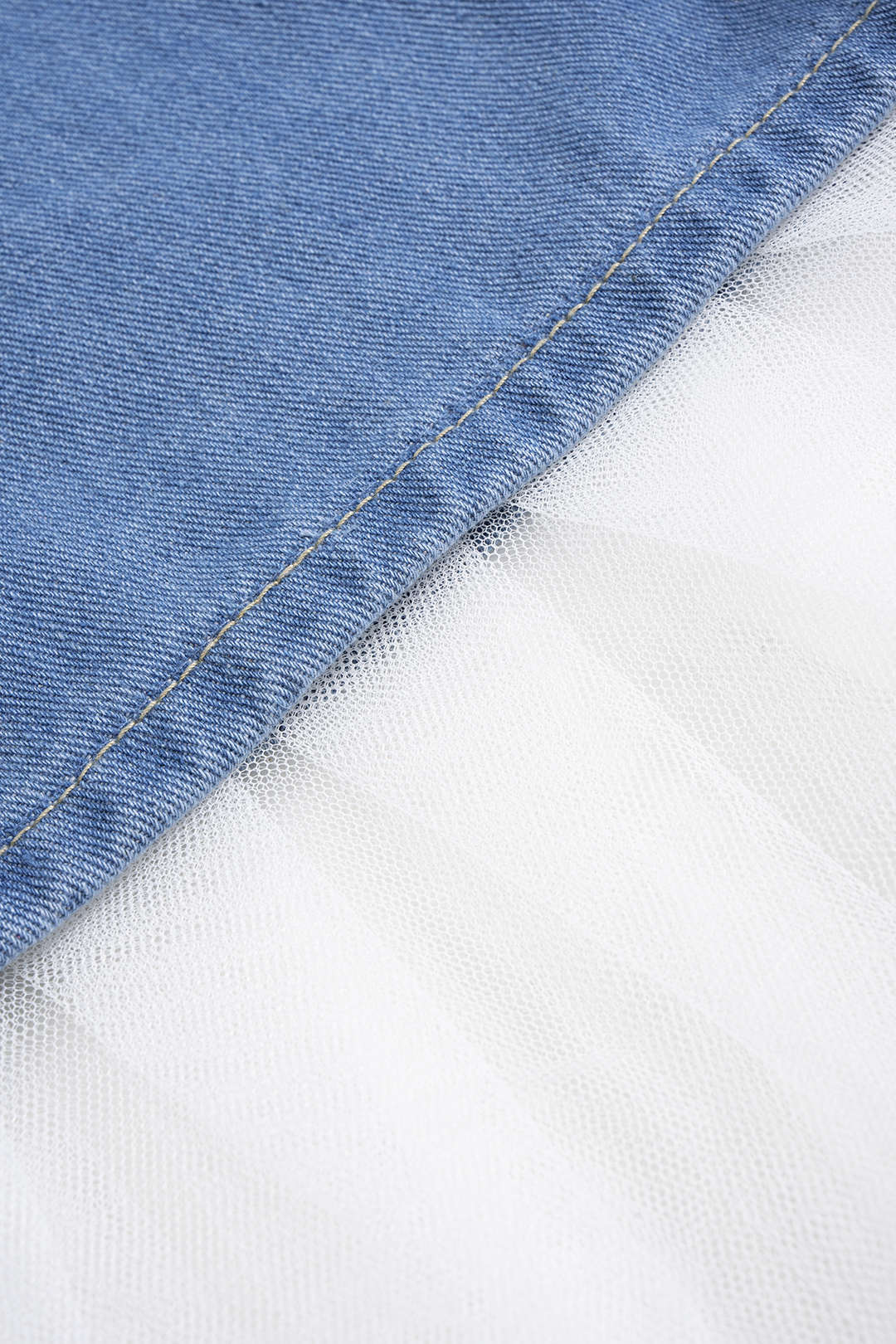 Denim Asymmetrical Patchwork High-Waisted Skirt