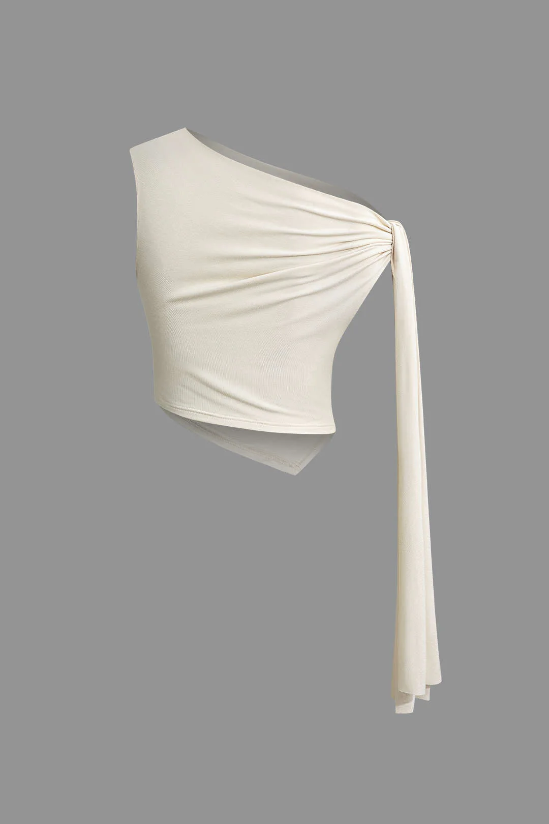 Solid Asymmetric Top and Twisted Slit Skirt Set