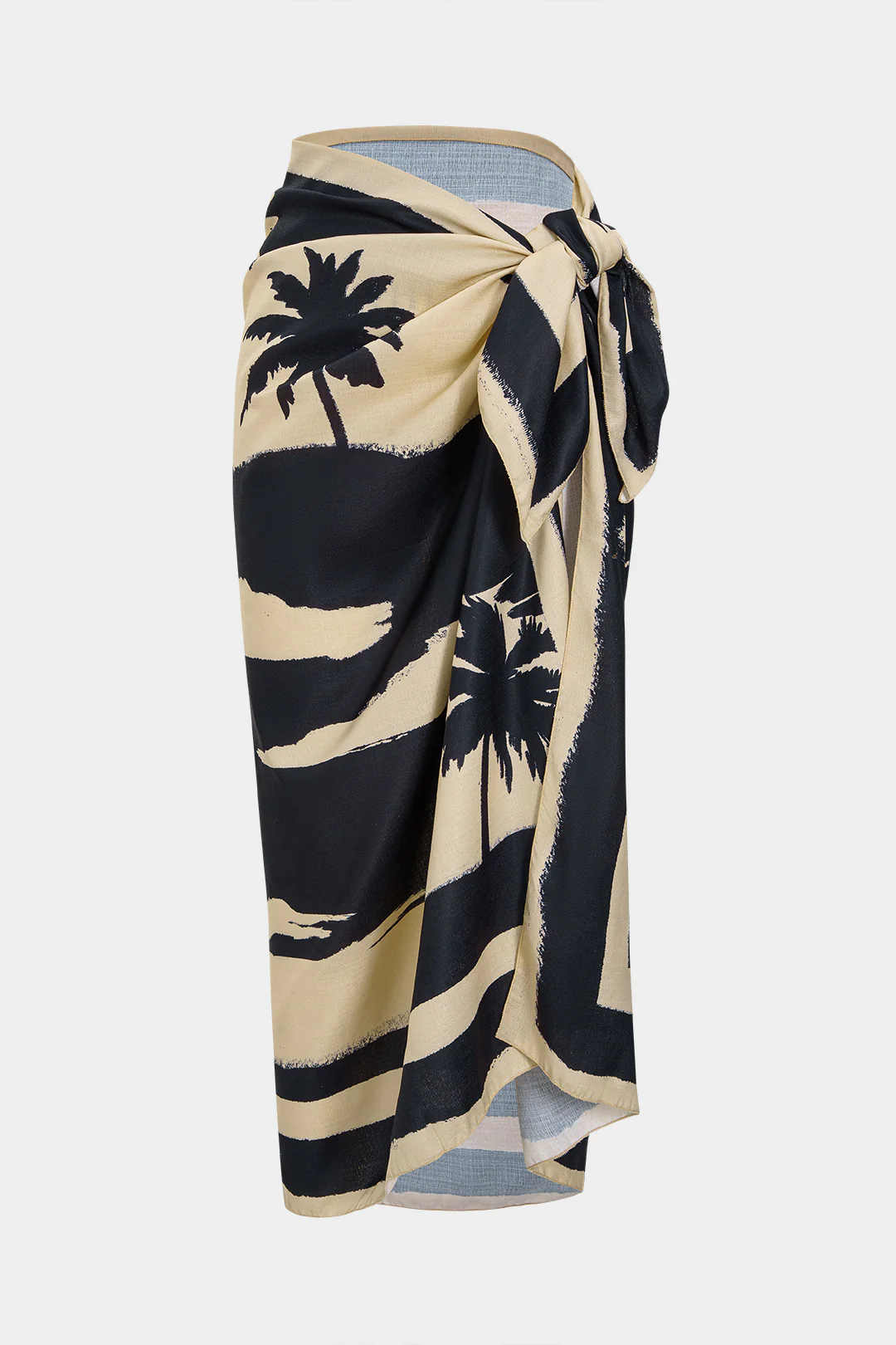 Palm Print Tie Front Skirt