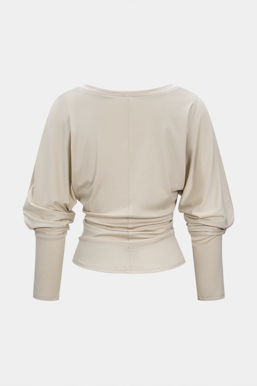 Solid Ruched Long-Sleeve Top