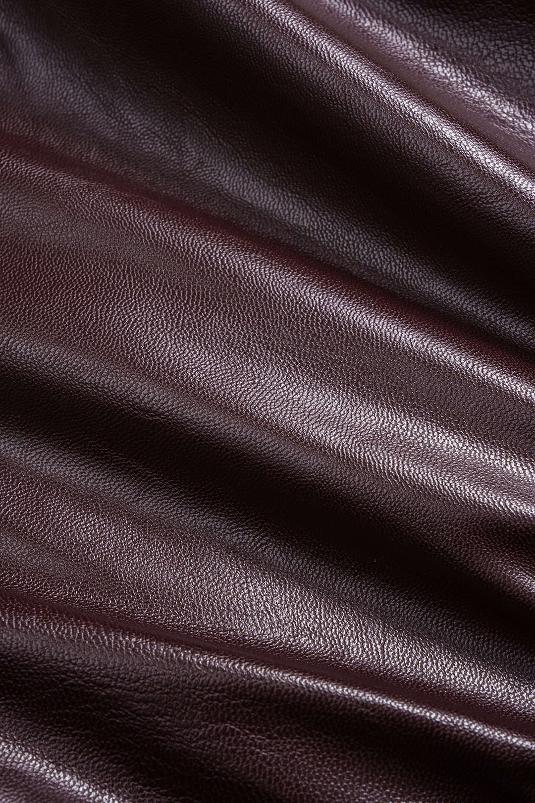 Faux Leather Smocked Zipper Jacket