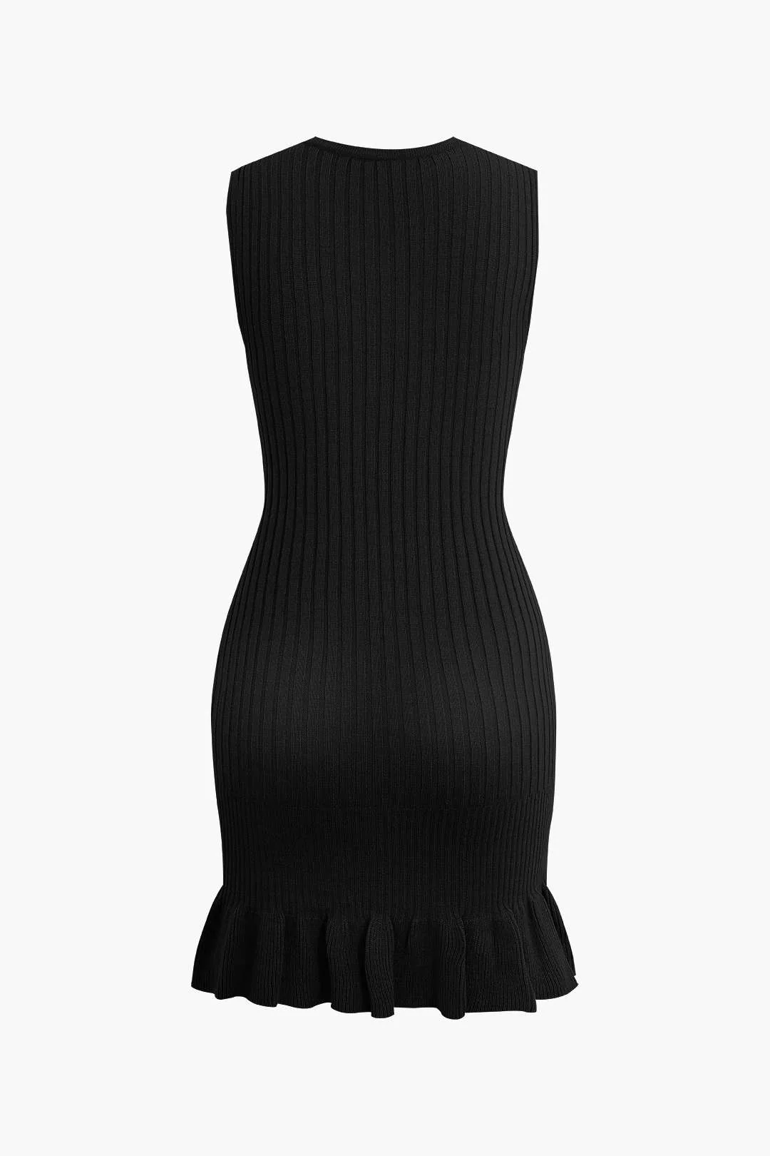 Ruffled Hem Sleeveless Knit Mini Dress