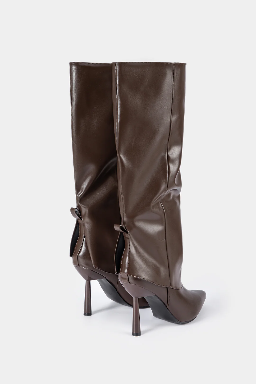 Leather Pointed Toe Mid-Calf Boots