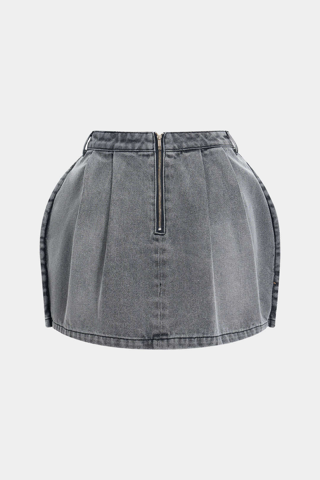 Denim Puff Hem Mini Skirt