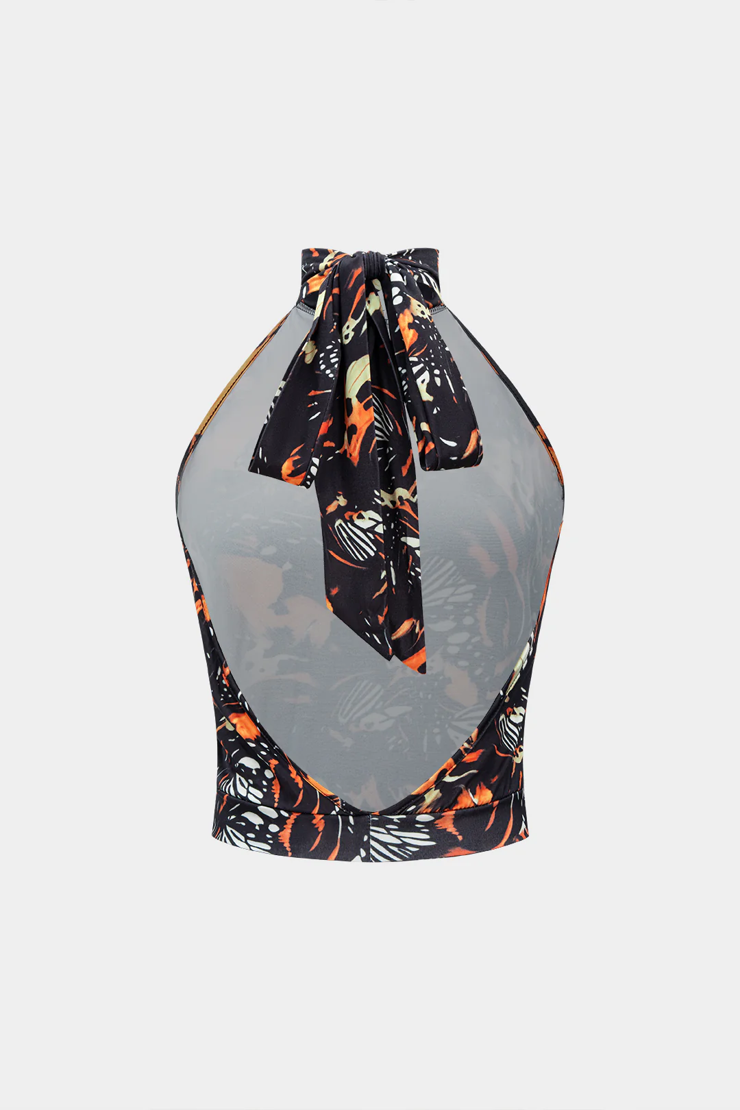 Abstract Butterfly Print Halter Neck Backless Strappy Camisole Top