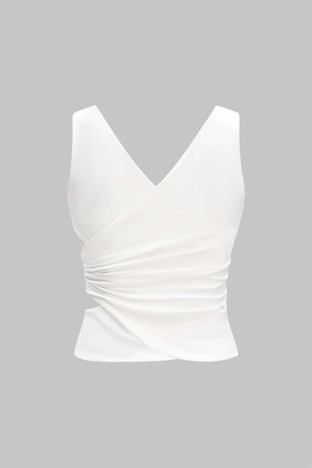 Metallic Decor Asymmetrical Ruched Cut Out Tank Top And Skirt Set