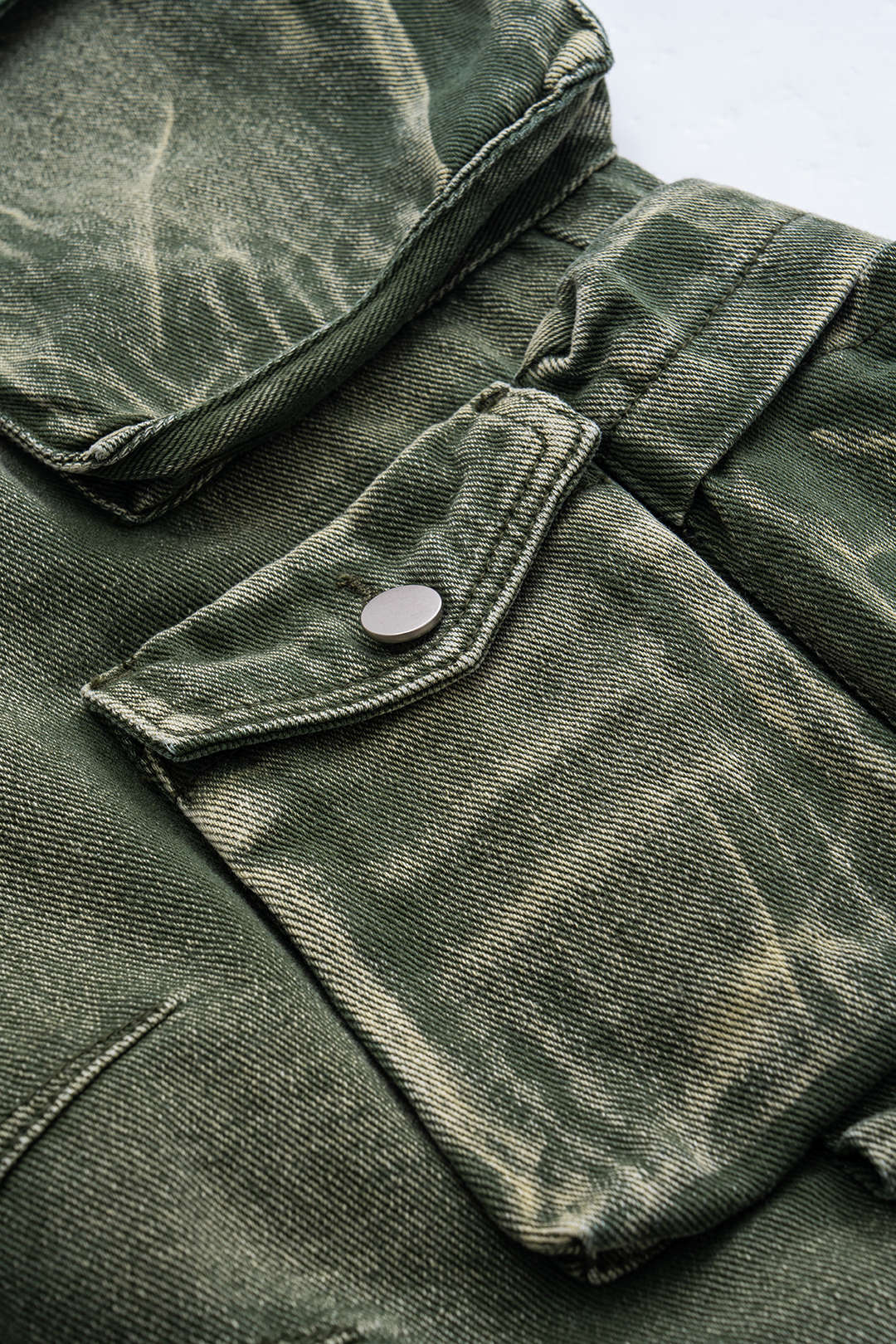 Ombre Multi-Pocket Wide-Leg Cargo Denim Trousers