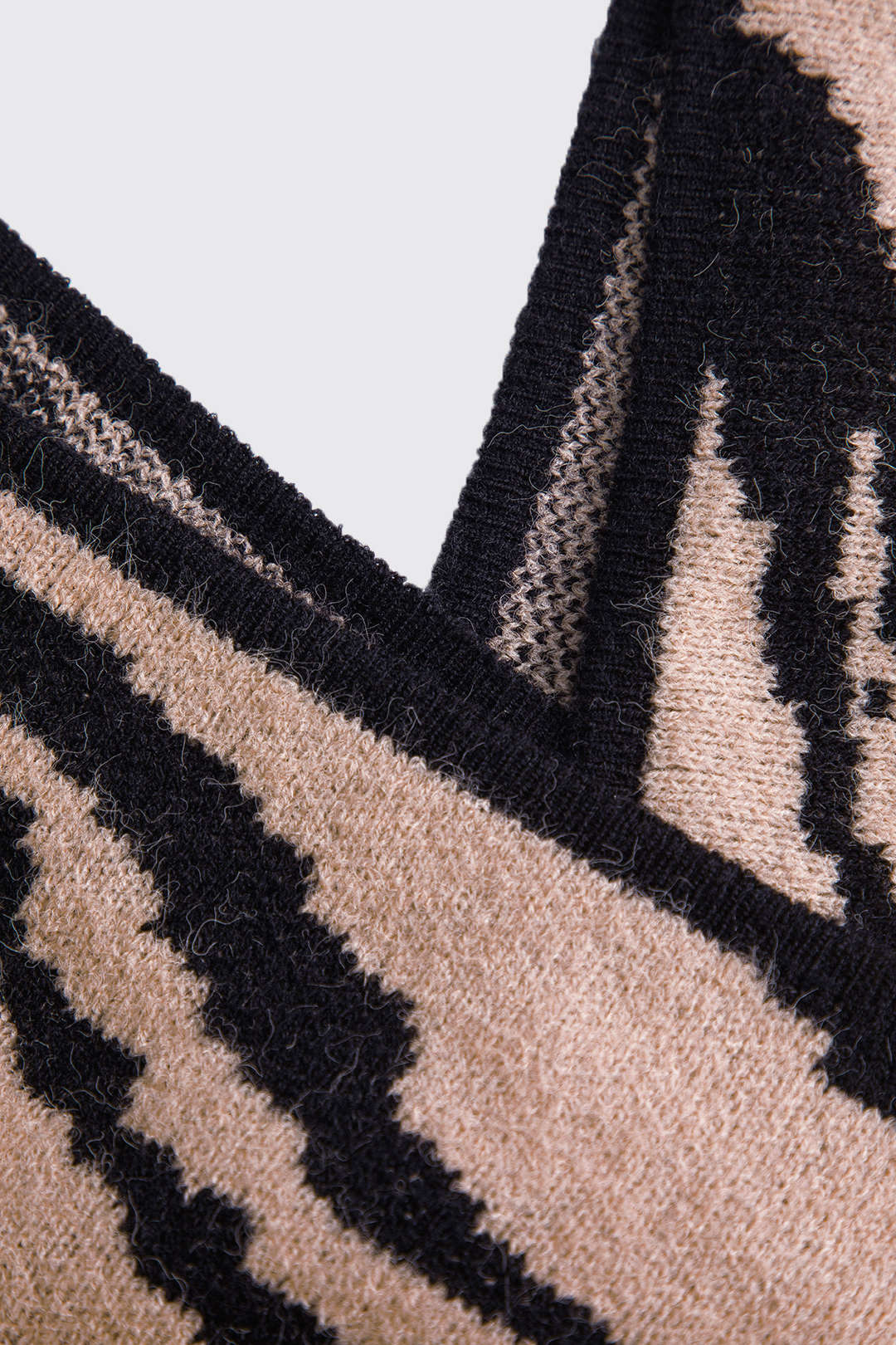 Plus Size Zebra Stripe Printed Knit Tie-Up Crossed Long-Sleeve Dress