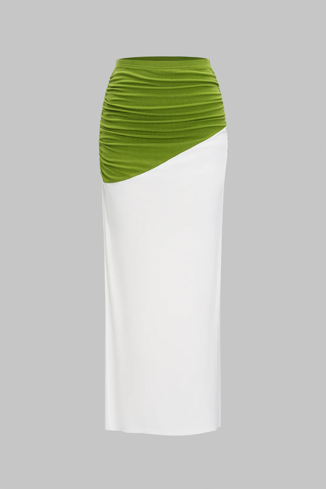 Ruched Asymmetric Patchwork Slit Skirt