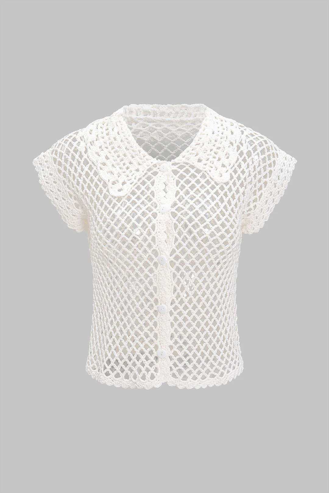 Knit Hollow-Out Short-Sleeve Top