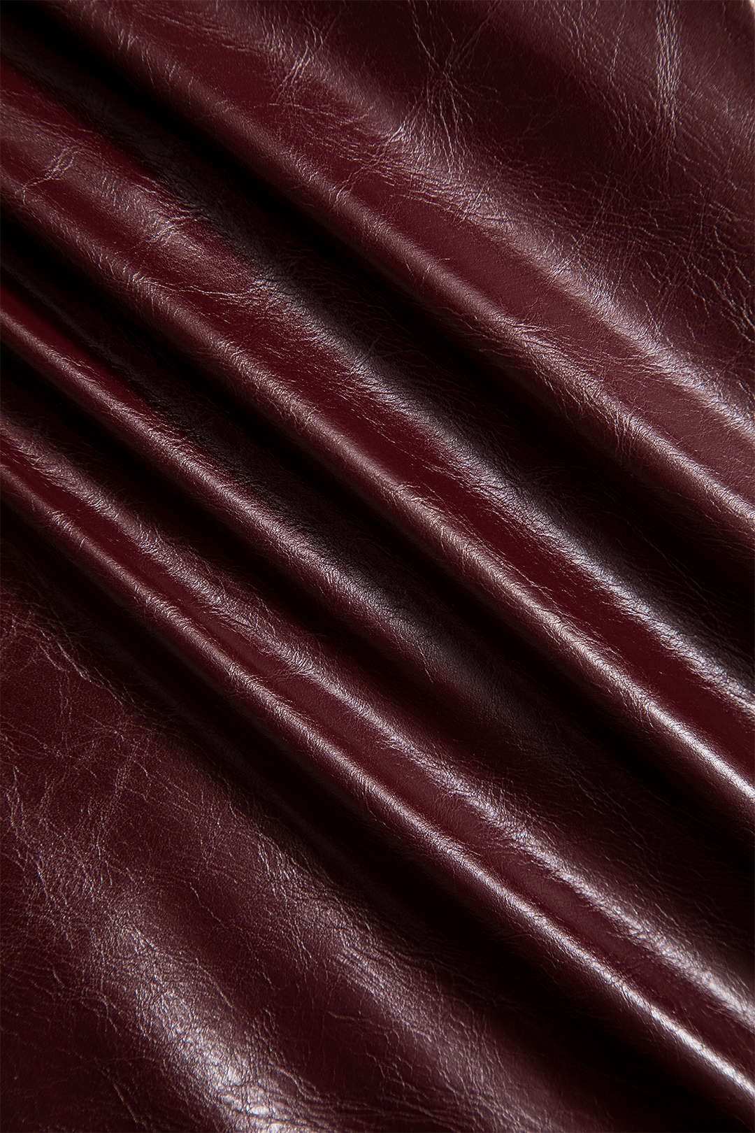 Faux Leather Twisted Slit Skirt