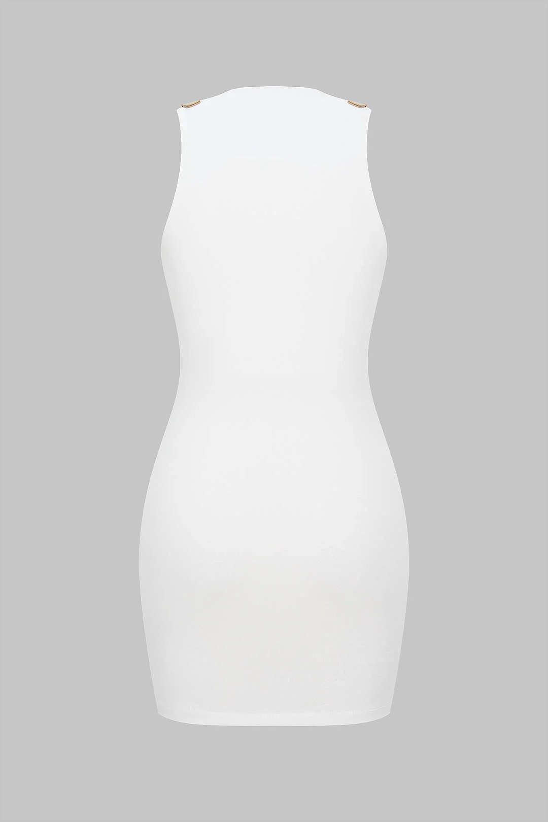 Metallic Zipper Sleeveless Mini Dress