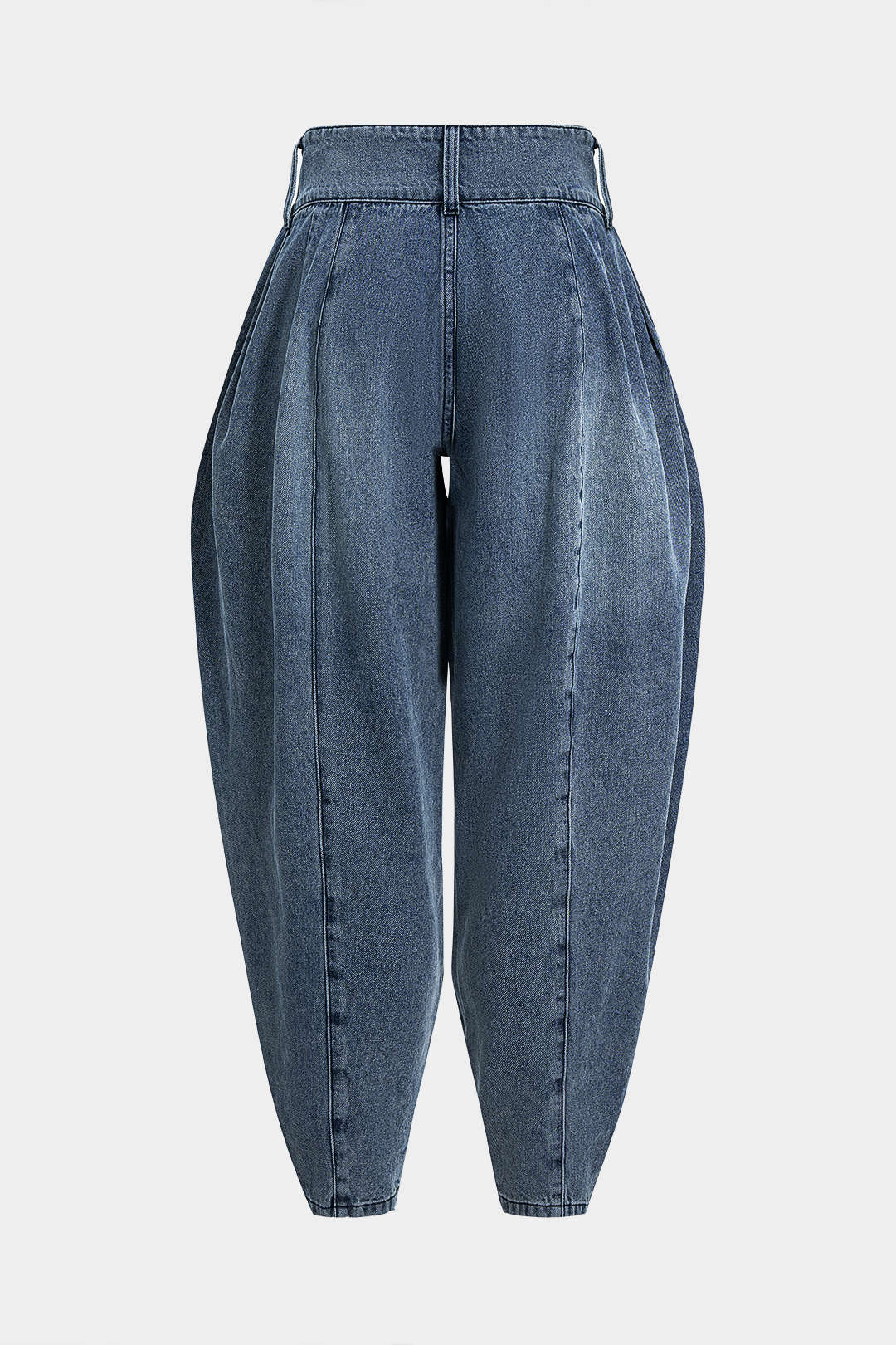 Button Ruched High Waist Lantern Denim Jeans