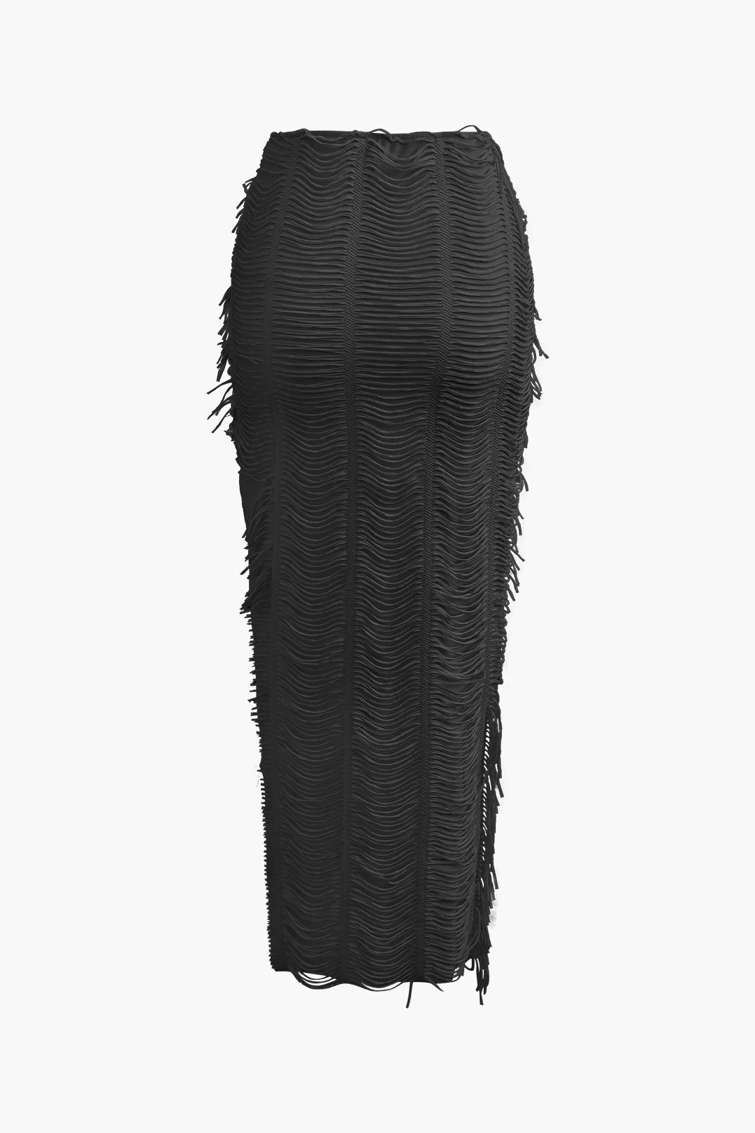 Distressed V-neck Cap Sleeve Crop Top and Slit Maxi Skirt Outfit Set