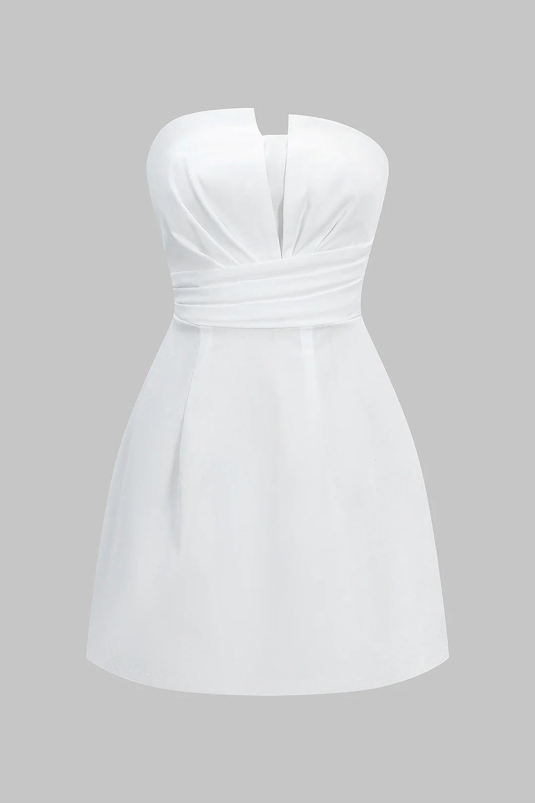Shirred Ruched Strapless Sleeveless Mini Dress