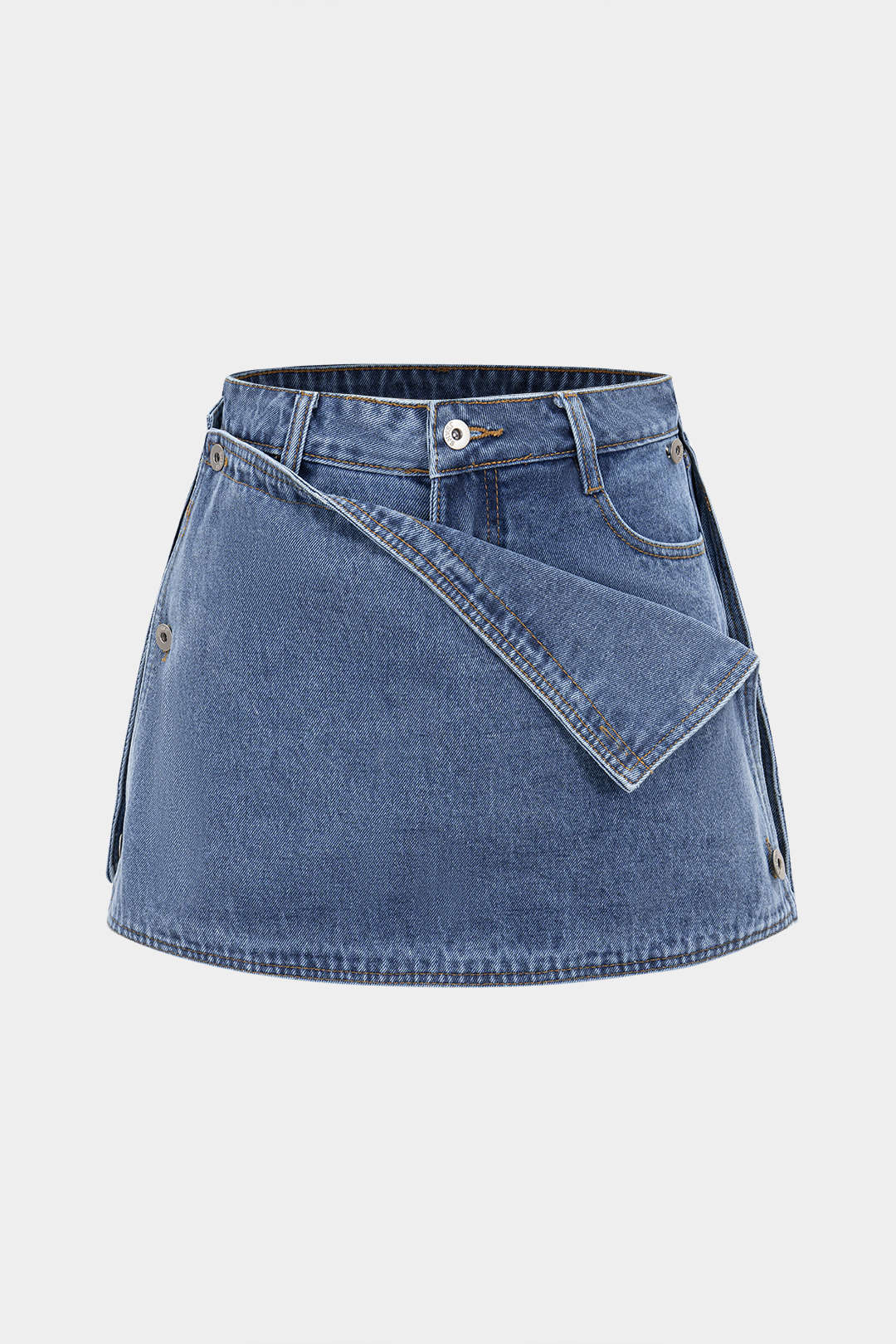Button Mini Denim Skirt