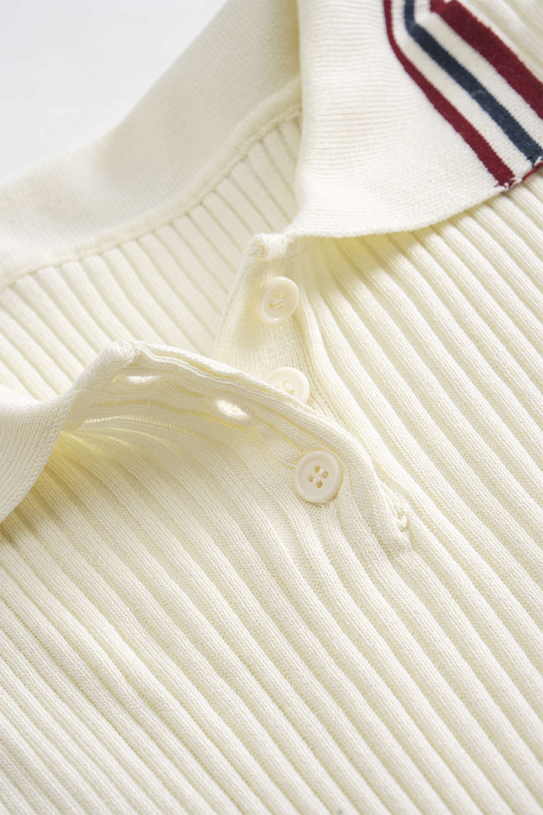 Knit Contrast Stripes Button Short-Sleeve Top And Mini Skirt Set