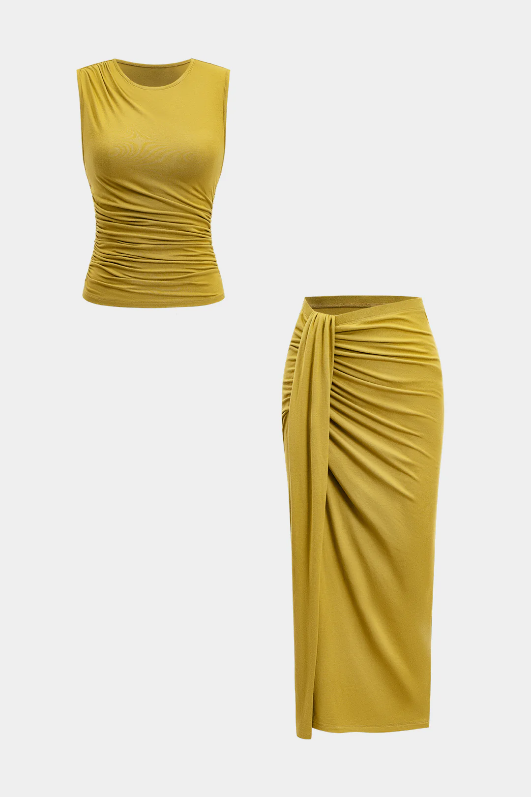 Tank Top and Ruched Knot Skirt Set