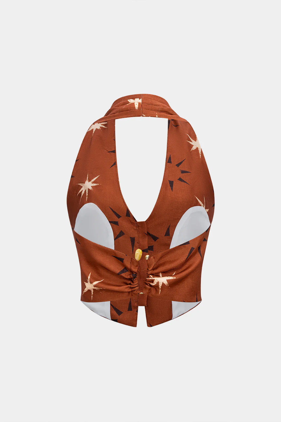 Retro Pattern Halter Neck Button Backless Camisole Top